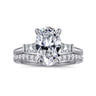 Miami - 14K White Gold Oval Three Stone Lotus Diamond Engagement Ring - 0.3 ct