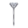 Miami - 14K White Gold Oval Three Stone Lotus Diamond Engagement Ring - 0.3 ct