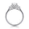 Moon - 14K White Gold Oval Three Stone Lotus Diamond Engagement Ring - 0.4 ct