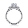 Moon - 14K White Gold Oval Three Stone Lotus Diamond Engagement Ring - 0.45 ct