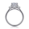 Nigela - 14K White Gold Oval Three Stone Lotus Diamond Engagement Ring - 0.4 ct