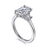 Nigela - 14K White Gold Oval Three Stone Lotus Diamond Engagement Ring - 0.4 ct