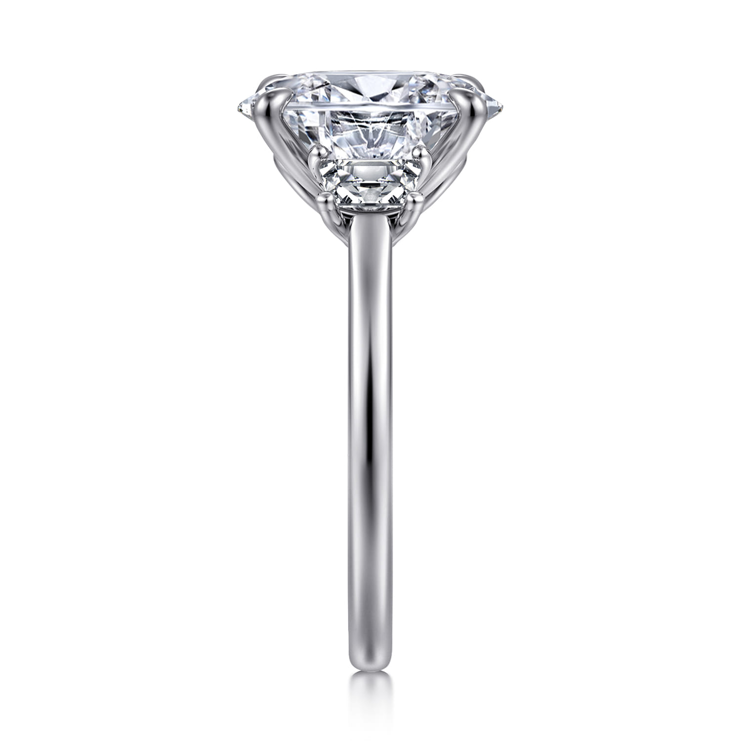 Nigela - 14K White Gold Oval Three Stone Lotus Diamond Engagement Ring - 0.4 ct - Shot 5