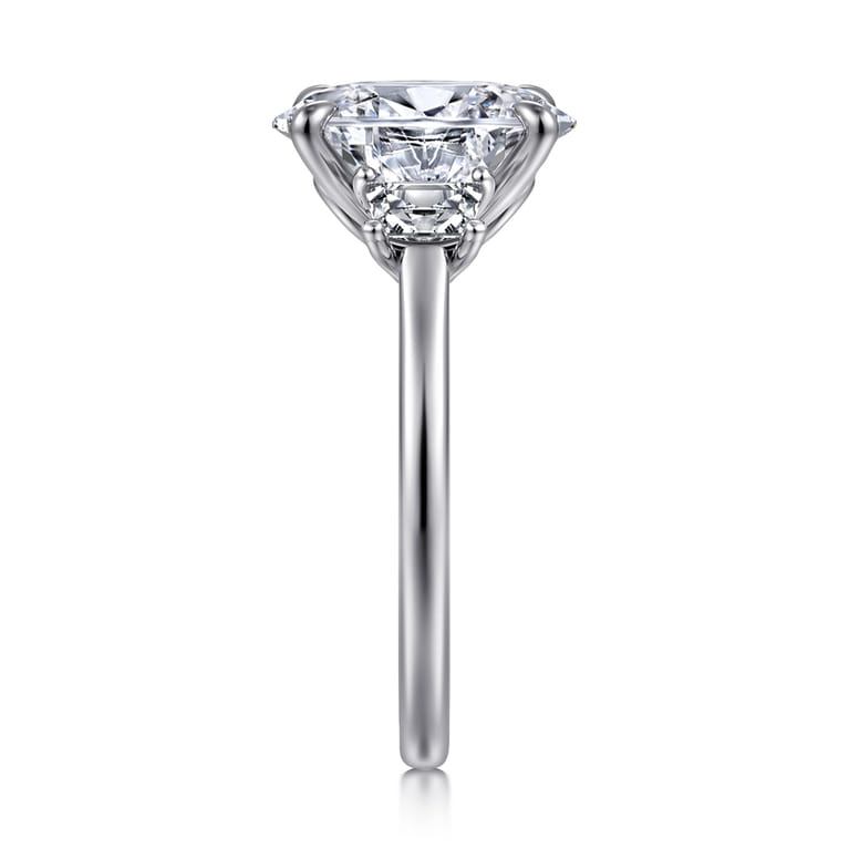 Nigela - 14K White Gold Oval Three Stone Lotus Diamond Engagement Ring - 0.4 ct - Shot 5