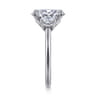 Nigela - 14K White Gold Oval Three Stone Lotus Diamond Engagement Ring - 0.4 ct