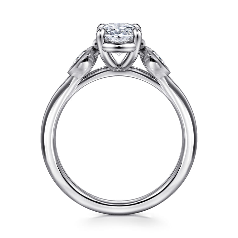 Ebony - 14K White Gold Oval Three Stone Diamond Engagement Ring - 0.19 ct - Shot 2