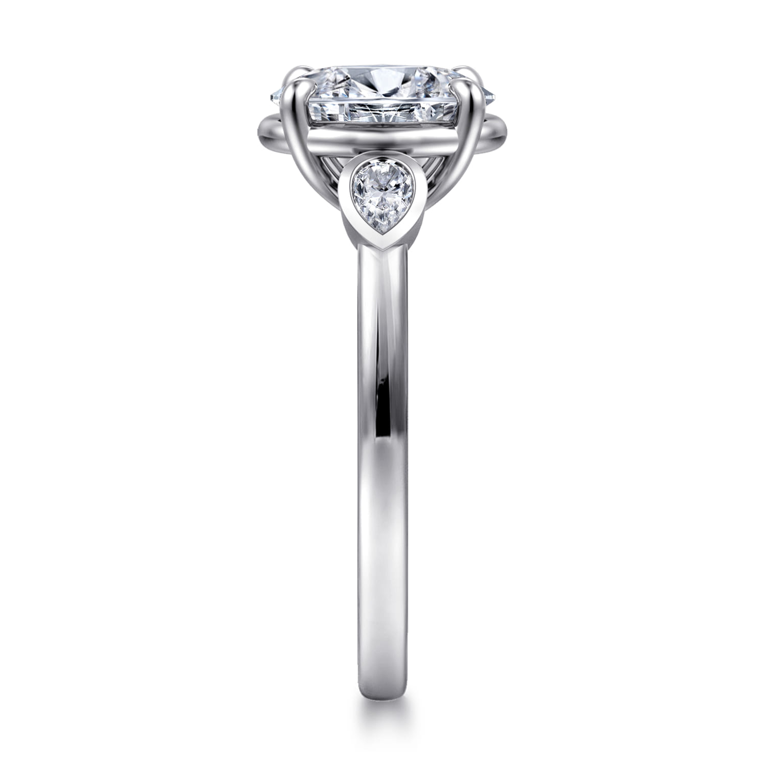 Ebony - 14K White Gold Oval Three Stone Diamond Engagement Ring - 0.19 ct - Shot 4