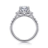 Dee - 14K White Gold Oval Three Stone Lotus Diamond Engagement Ring - 0.6 ct