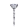 Dee - 14K White Gold Oval Three Stone Lotus Diamond Engagement Ring - 0.6 ct