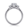 Dee - 14K White Gold Oval Three Stone Lotus Diamond Engagement Ring - 0.6 ct