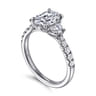 Dee - 14K White Gold Oval Three Stone Lotus Diamond Engagement Ring - 0.6 ct