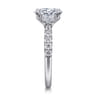 Dee - 14K White Gold Oval Three Stone Lotus Diamond Engagement Ring - 0.6 ct