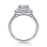 Dee - 14K White Gold Oval Three Stone Lotus Diamond Engagement Ring - 0.65 ct