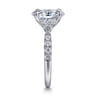 Dee - 14K White Gold Oval Three Stone Lotus Diamond Engagement Ring - 0.65 ct