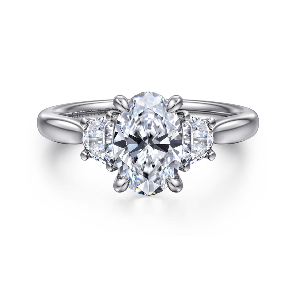 10k Yellow Gold June Birthstone Ring - Oval Cubic Zirconia With White Topaz, 3-Stone Proposal Ring Size 12