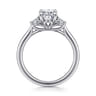 Devon - 14K White Gold Oval Three Stone Lotus Diamond Engagement Ring - 0.38 ct