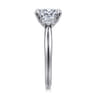 Devon - 14K White Gold Oval Three Stone Lotus Diamond Engagement Ring - 0.38 ct