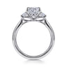 Devon - 14K White Gold Oval Three Stone Lotus Diamond Engagement Ring - 0.4 ct