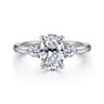 Adalia - 14K White Gold Oval Three Stone Diamond Engagement Ring - 0.3 ct