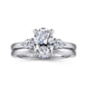 Adalia - 14K White Gold Oval Three Stone Diamond Engagement Ring - 0.3 ct