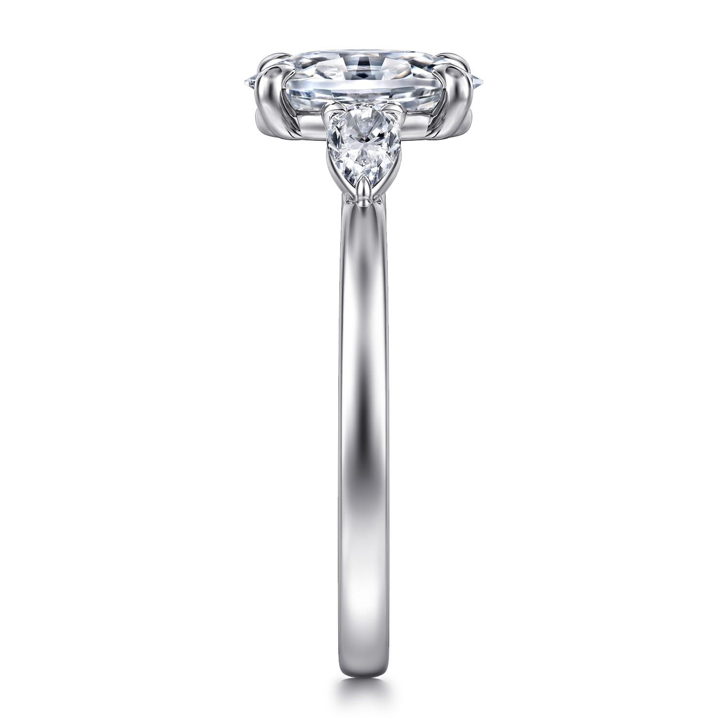 Adalia - 14K White Gold Oval Three Stone Diamond Engagement Ring - 0.3 ct - Shot 5