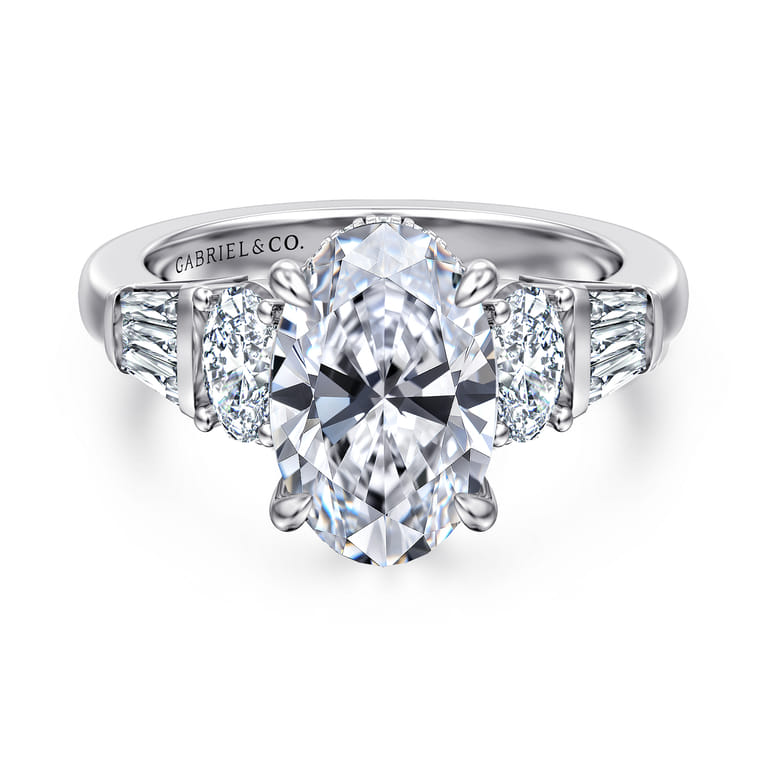 Leane - 14K White Gold Oval Diamond Engagement Ring - 1.04 ct - Shot 1