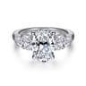 Leane - 14K White Gold Oval Diamond Engagement Ring - 0.9 ct