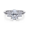 November - 14K White Gold Oval Three Stone Diamond Engagement Ring - 0.6 ct