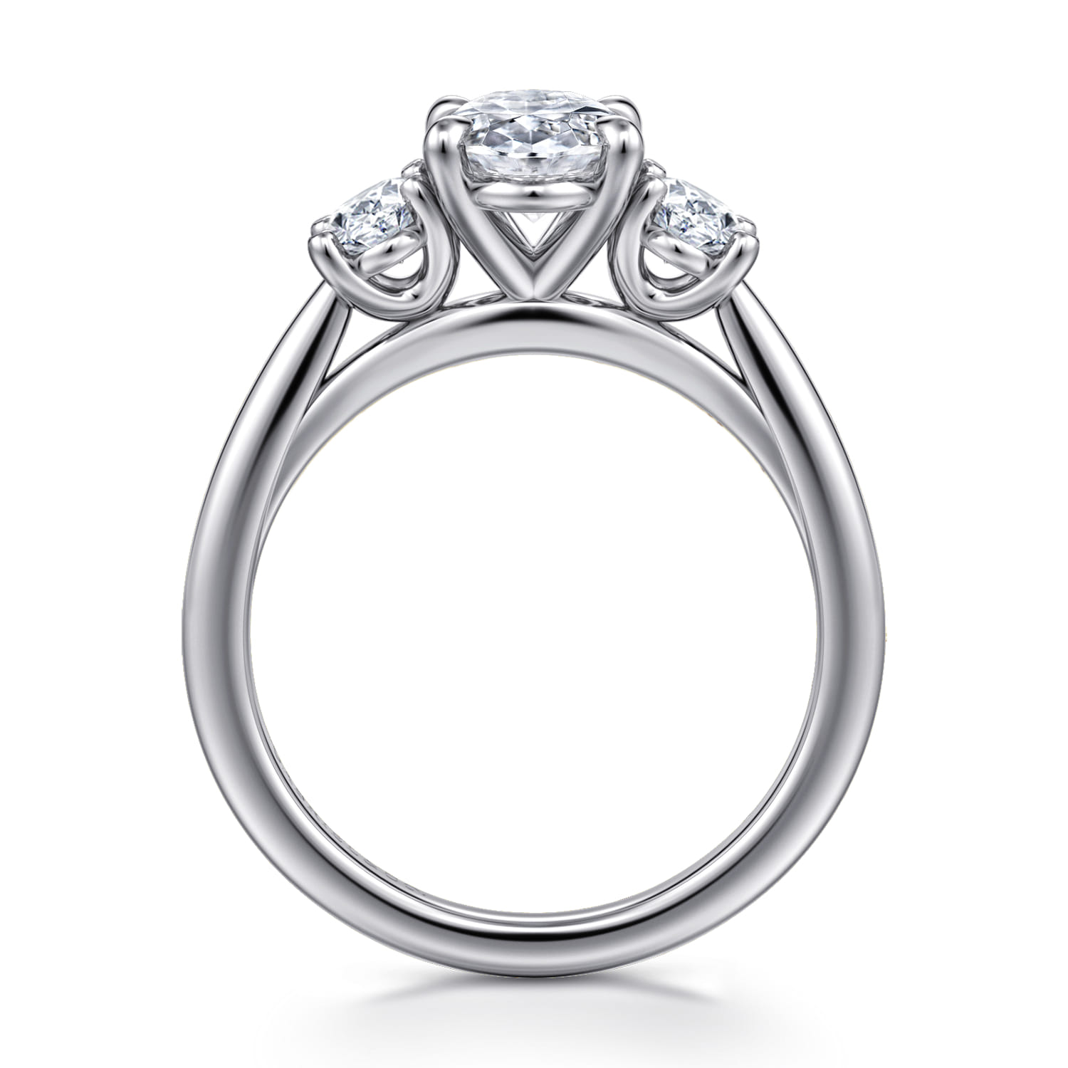 November - 14K White Gold Oval Three Stone Diamond Engagement Ring - 0.6 ct - Shot 2