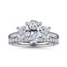 November - 14K White Gold Oval Three Stone Diamond Engagement Ring - 0.6 ct