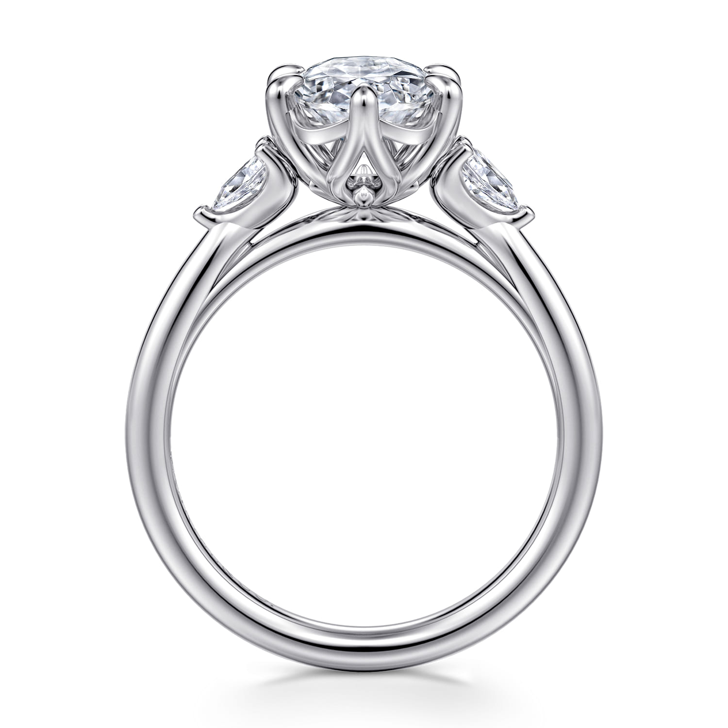 Blaise - 14K White Gold Oval Three Stone Diamond Engagement Ring - 0.24 ct - Shot 2