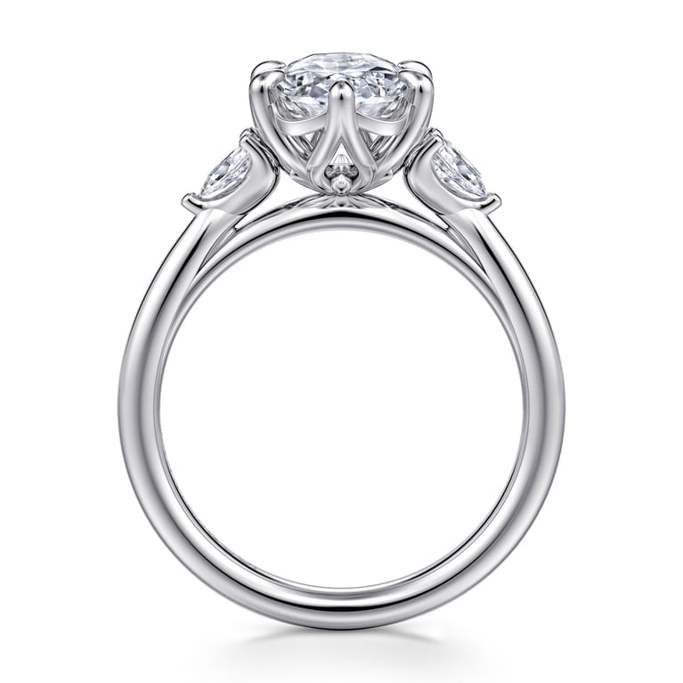 Blaise - 14K White Gold Oval Three Stone Diamond Engagement Ring - 0.24 ct - Shot 2