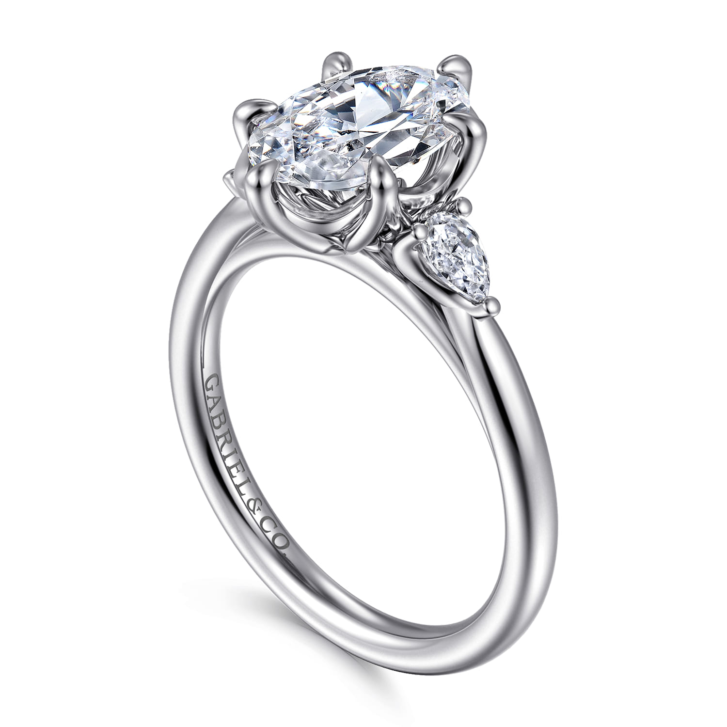 Blaise - 14K White Gold Oval Three Stone Diamond Engagement Ring - 0.24 ct - Shot 3