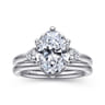 Blaise - 14K White Gold Oval Three Stone Diamond Engagement Ring - 0.24 ct