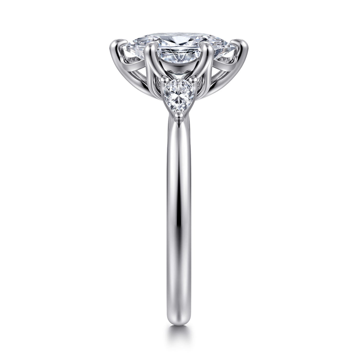 Blaise - 14K White Gold Oval Three Stone Diamond Engagement Ring - 0.24 ct - Shot 4