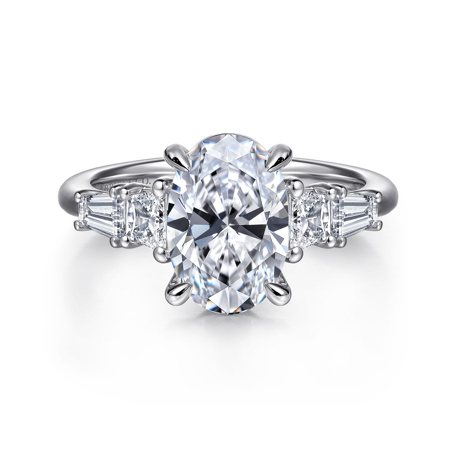 Commit - 14K White Gold Oval Five Stone Diamond Engagement Ring - 0.6 ct - Shot 1