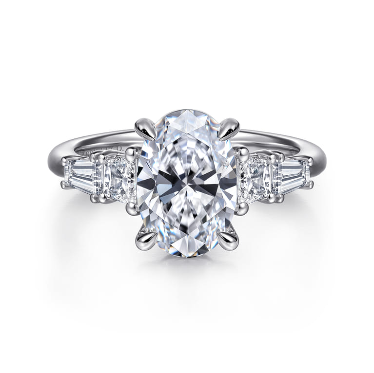 Commit - 14K White Gold Oval Five Stone Diamond Engagement Ring - 0.6 ct - Shot 1