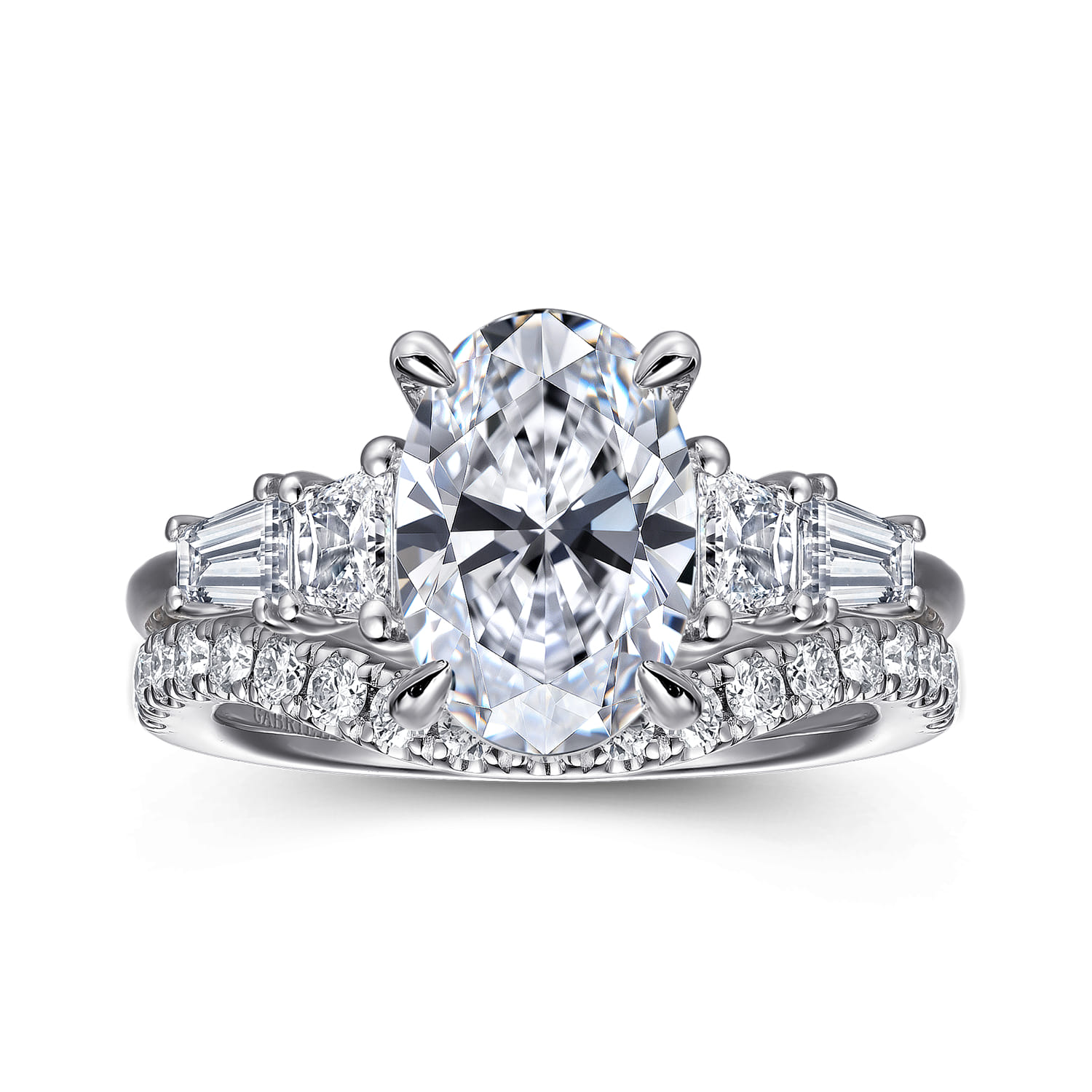 Commit - 14K White Gold Oval Five Stone Diamond Engagement Ring - 0.6 ct - Shot 4