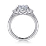 Colleen - 14K White Gold Half Bezel Oval Three Stone Diamond Engagement Ring - 0.3 ct