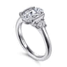 Colleen - 14K White Gold Half Bezel Oval Three Stone Diamond Engagement Ring - 0.3 ct