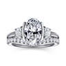 Colleen - 14K White Gold Half Bezel Oval Three Stone Diamond Engagement Ring - 0.3 ct