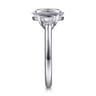 Colleen - 14K White Gold Half Bezel Oval Three Stone Diamond Engagement Ring - 0.3 ct