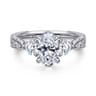 Dany - Vintage Inspired 14K White Gold Oval Three Stone Diamond Engagement Ring - 0.5 ct