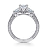Dany - Vintage Inspired 14K White Gold Oval Three Stone Diamond Engagement Ring - 0.5 ct