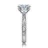 Dany - Vintage Inspired 14K White Gold Oval Three Stone Diamond Engagement Ring - 0.5 ct