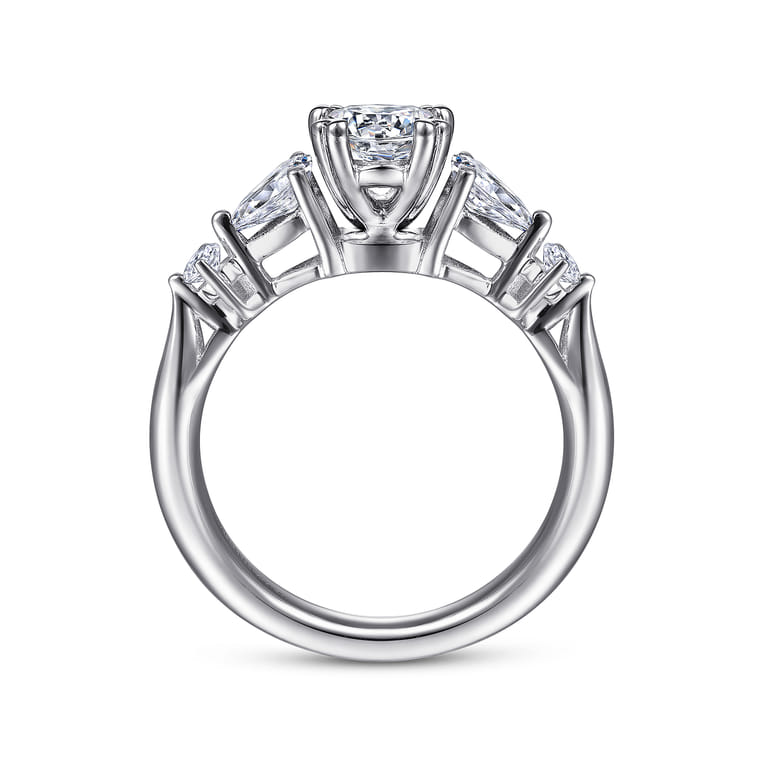 Carrie - 14K White Gold Oval Five Stone Diamond Engagement Ring - 0.47 ct - Shot 2