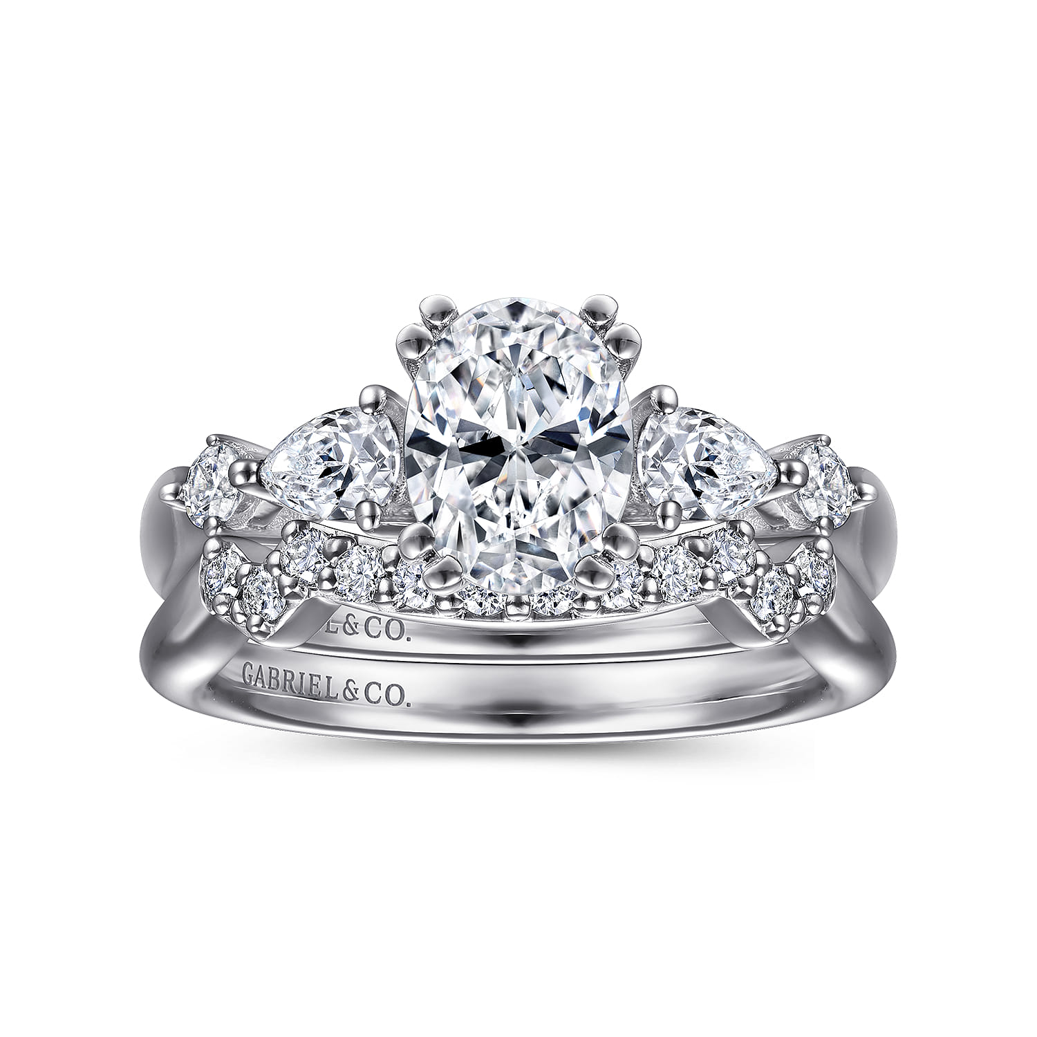 Carrie - 14K White Gold Oval Five Stone Diamond Engagement Ring - 0.47 ct - Shot 4