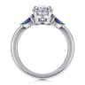 Dela - 14K White Gold Round Three Stone Diamond and Sapphire Engagement Ring