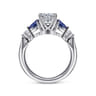 Carrie - 14K White Gold Oval Five Stone Sapphire and Diamond Engagement Ring - 0.1 ct