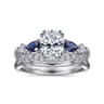 Carrie - 14K White Gold Oval Five Stone Sapphire and Diamond Engagement Ring - 0.1 ct
